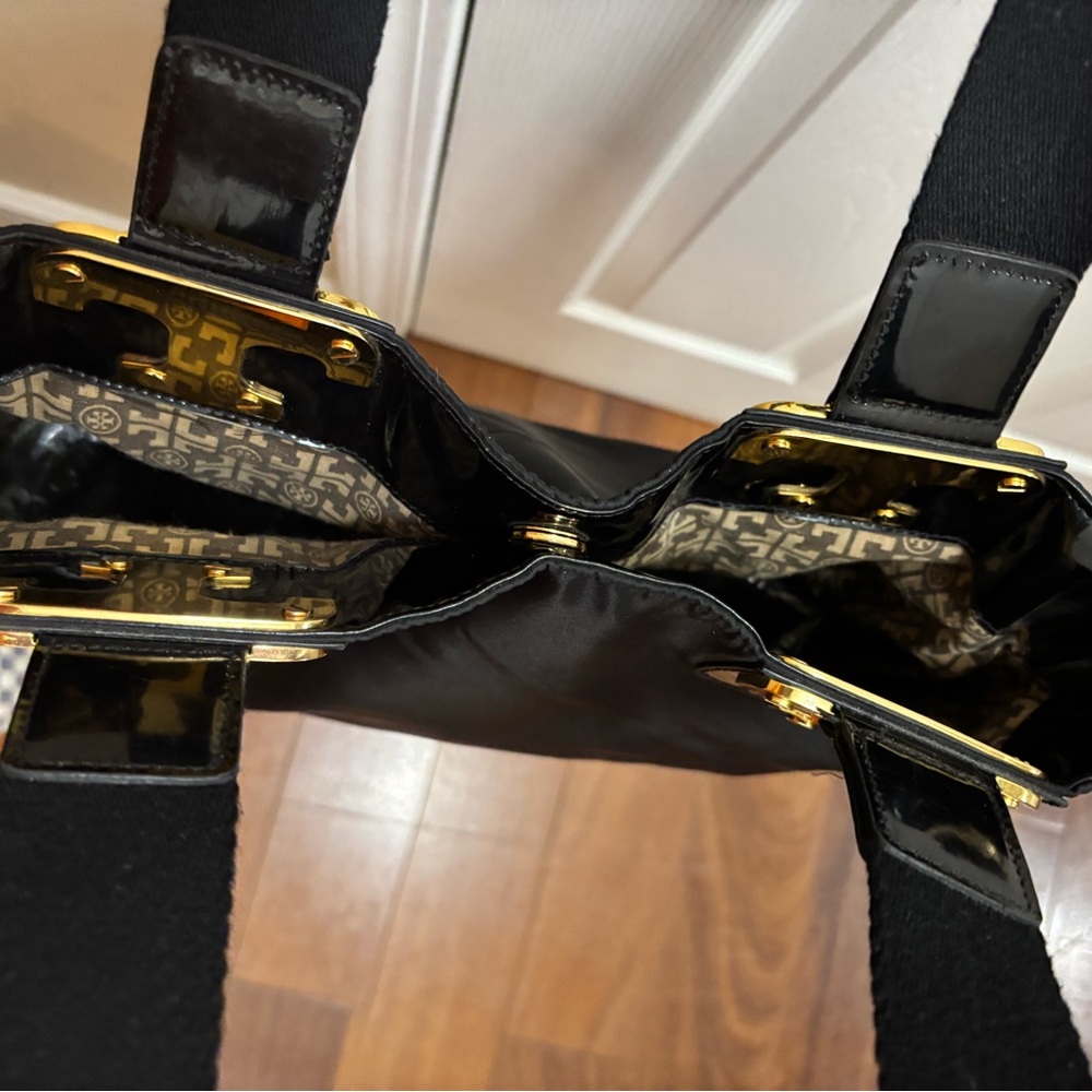 Tory Burch NICO Black Patent and Nylon Large Tote in EUC - Picture 11 of 15